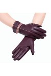 HUDJX Gants dhiver pour Femmes Gants en Cuir Chauds à écran Tactile Texting Mitaines Coupe-Vent Thermiques pour la Conduite