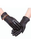 HUDJX Gants dhiver pour Femmes Gants en Cuir Chauds à écran Tactile Texting Mitaines Coupe-Vent Thermiques pour la Conduite