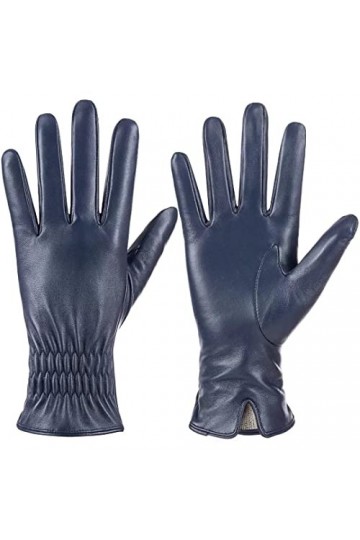 Gants en cuir de mouton véritable pour femmes, gants dhiver chauds avec écran tactile, doublés en cachemire, pour conduire d