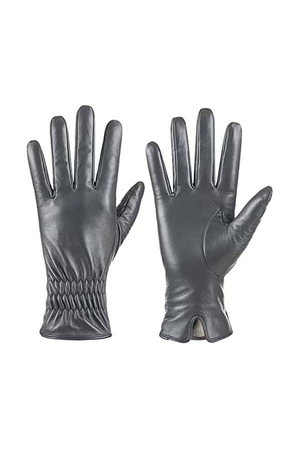 Gants en cuir de mouton véritable pour femmes, gants dhiver chauds avec écran tactile, doublés en cachemire, pour conduire d