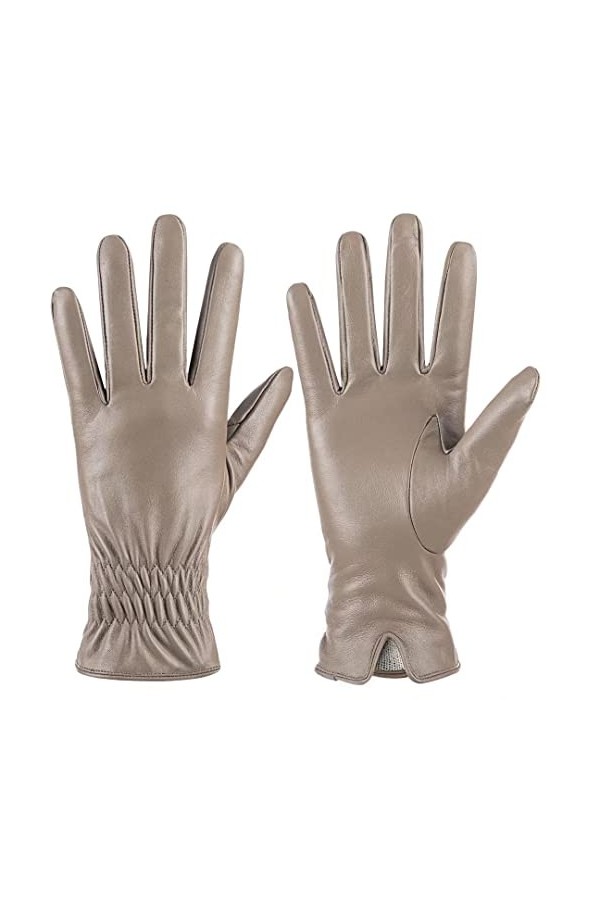 Gants en cuir de mouton véritable pour femmes, gants dhiver chauds avec écran tactile, doublés en cachemire, pour conduire d