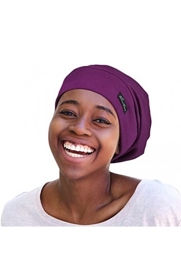 FocusCare Bonnet de sommeil souple doublé de satin pour femme, Rayures B, Taille unique