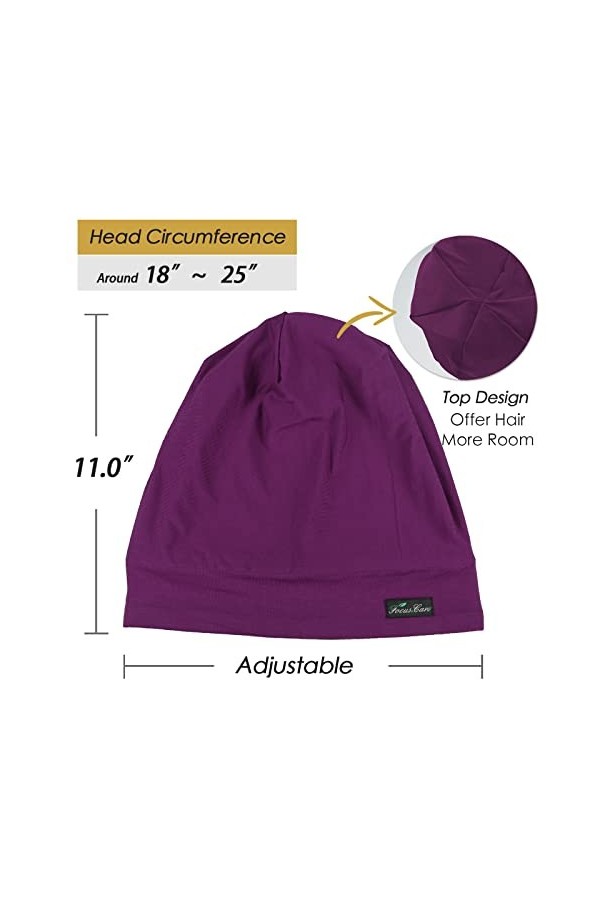 FocusCare Bonnet de sommeil souple doublé de satin pour femme, Rayures B, Taille unique