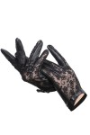 TJOIUY Gants dhiver Gants en Cuir pour Femmes à la Mode Printemps et Automne Gants en Dentelle Noire en Peau de Mouton Fine 