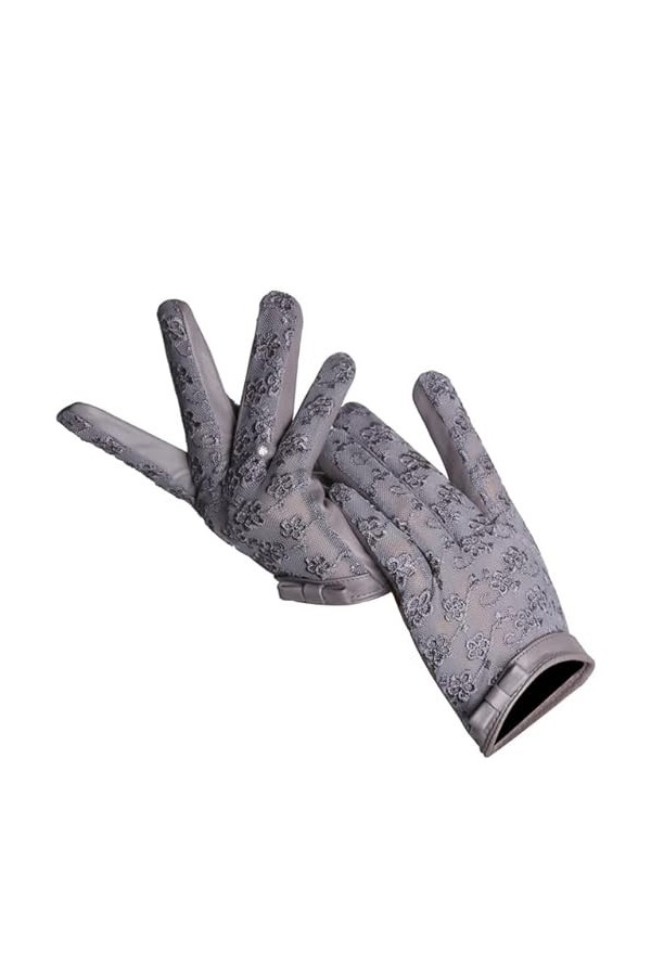 TJOIUY Gants dhiver Gants en Cuir pour Femmes à la Mode Printemps et Automne Gants en Dentelle Noire en Peau de Mouton Fine 