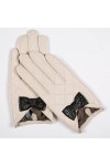 TJOIUY Gants dhiver Gants dhiver en Cuir véritable Femmes Beige véritable Peau de chèvre écran Tactile Gants Chaud Doux Con