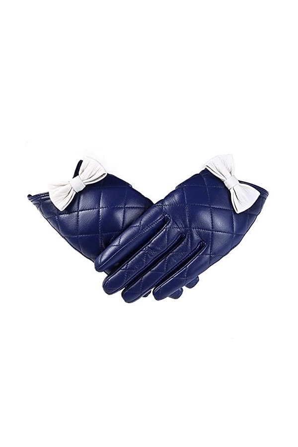 TJOIUY Gants dhiver Gants dhiver en Cuir véritable Femmes Beige véritable Peau de chèvre écran Tactile Gants Chaud Doux Con