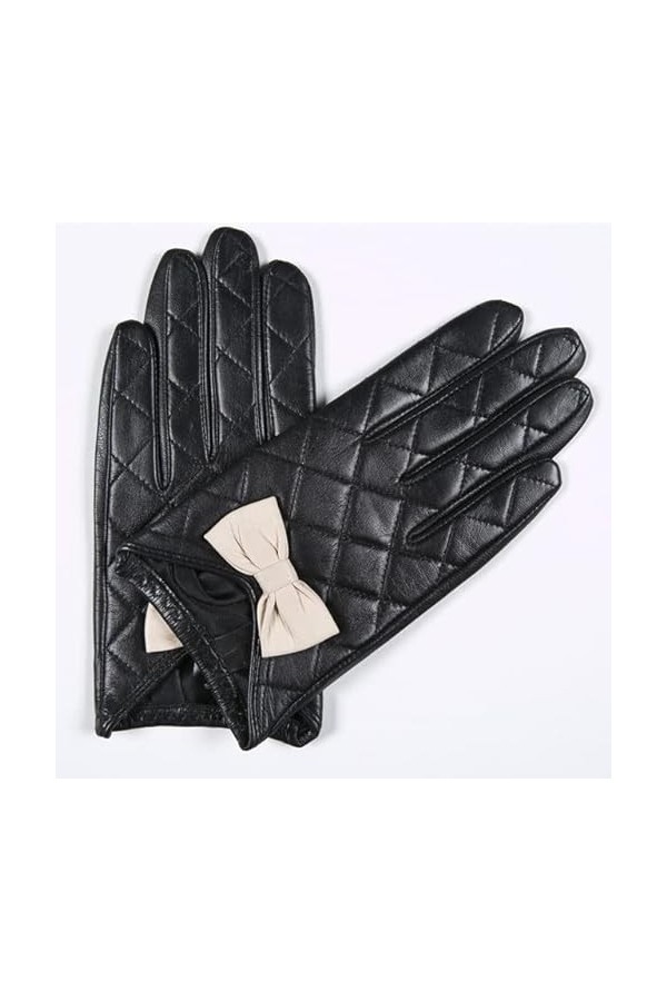 TJOIUY Gants dhiver Gants dhiver en Cuir véritable Femmes Beige véritable Peau de chèvre écran Tactile Gants Chaud Doux Con