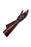 Gants dhiver en peau de mouton pour femme - Moufles en cuir pour femme - Manches longues, rouge foncé, 7