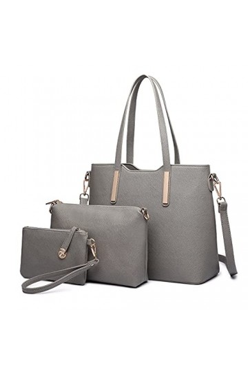 Miss Lulu Sac à Main Femme de 3 en 1 Sac Bandoulière avec Pochette Cabas Femme en Cuir Synthétique