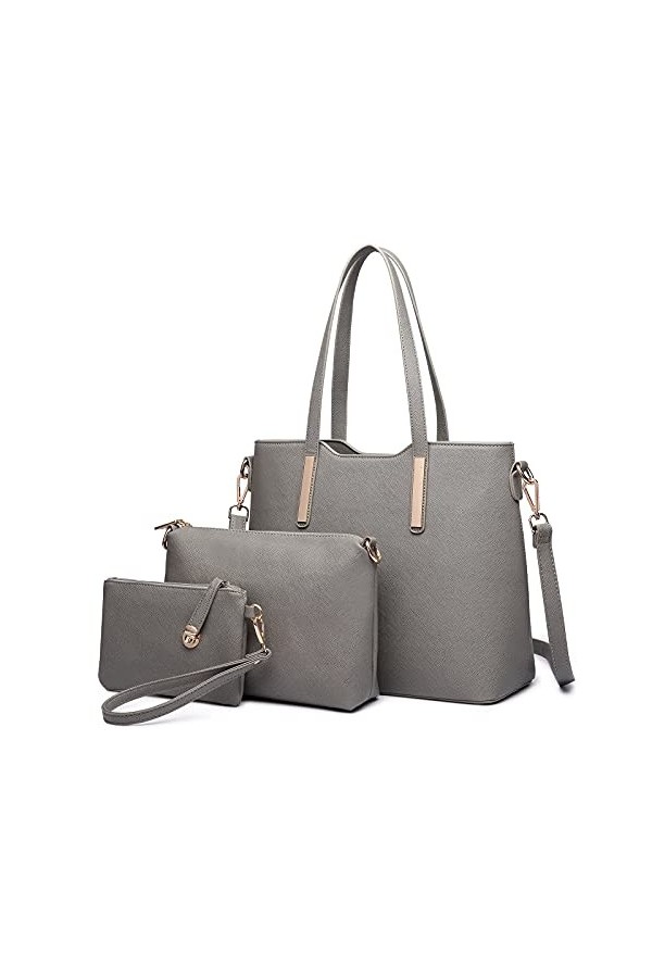 Miss Lulu Sac à Main Femme de 3 en 1 Sac Bandoulière avec Pochette Cabas Femme en Cuir Synthétique