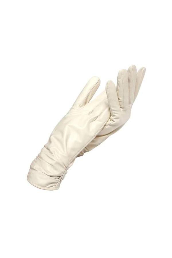 Gants en cuir gris clair pour femmes, mitaines de conduite dhiver, gants chauds décontractés, Noir , 8