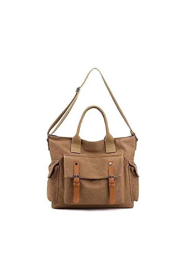 FANDARE Rétro Sacoche Toile Sac a Main Femme Sacs Cabas Portés Epaule Sac Dépaule pour 10.5 Pouces Tablette Achats Fête Écol