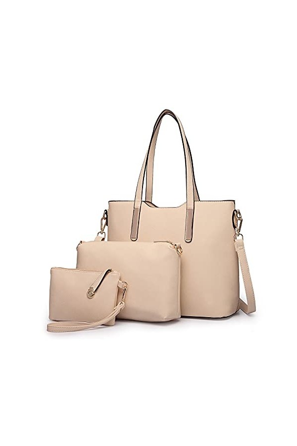 Miss Lulu Sac à Main Femme de 3 en 1 Sac Bandoulière avec Pochette Cabas Femme en Cuir Synthétique
