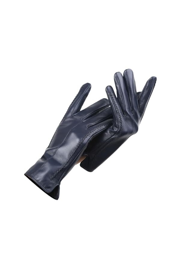 Gants en cuir pour femme, en cuir véritable gris clair 9 mitaines dhiver chaudes, gants simples en peau de mouton pour femme