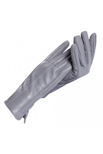 Gants en cuir blanc pour femme, doublure en coton véritable, gants en cuir chaud, gants en cuir chauds pour lhiver, Noir , 6