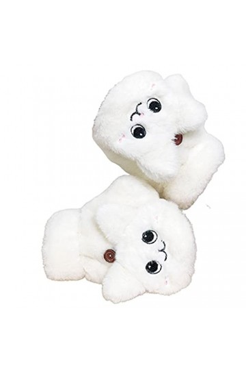 Cat in black Gants en peluche mignons - Gants thermiques demi-doigts - Mitaines en fausse fourrure - Gants dhiver doux et co