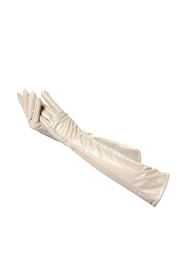 TGRTY CSD2-50 CM Gants dhiver en cuir de qualité supérieure pour femme Beige