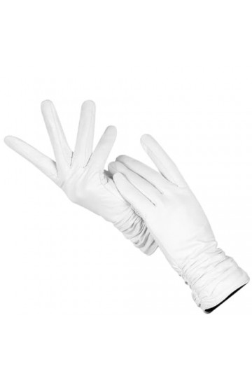 Dcvmvmn Gants blancs confortables en cuir pour femme - Gants dhiver chauds et froids, blanc, 8