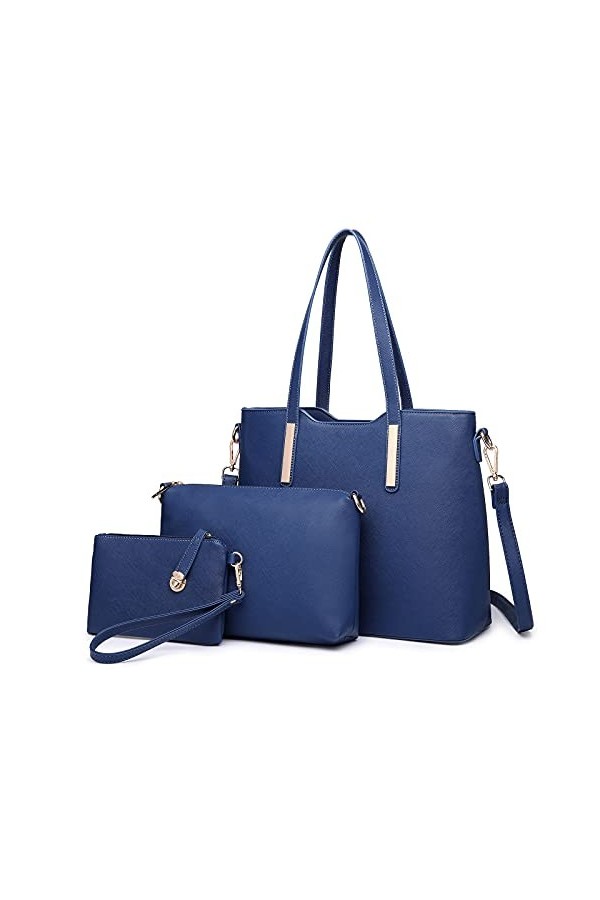 Miss Lulu Sac à Main Femme de 3 en 1 Sac Bandoulière avec Pochette Cabas Femme en Cuir Synthétique