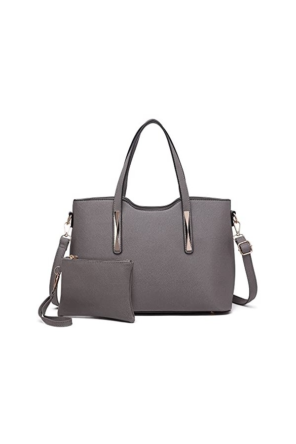 Miss Lulu Sac à Main Femme de 3 en 1 Sac Bandoulière avec Pochette Cabas Femme en Cuir Synthétique