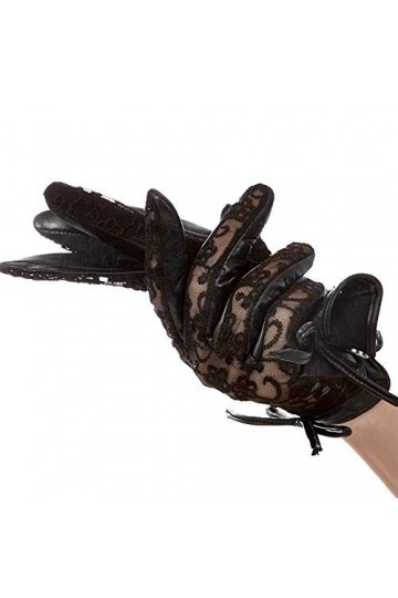 BUDBYU Gants en Dentelle pour Femmes Mince Gants en Peau de Mouton élégants et élégants Automne et été Moufle en Cuir pour Co