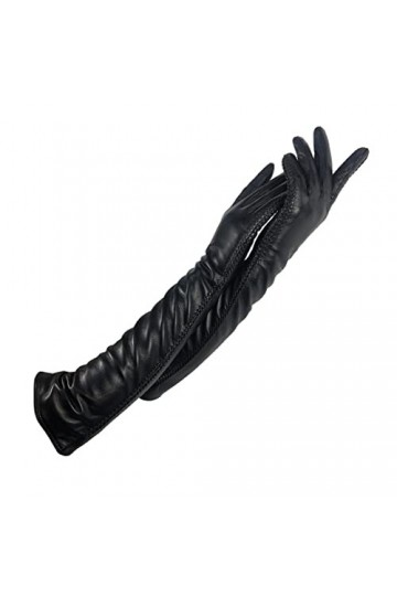 Gants dhiver en cuir pour femme - Moufles en peau de mouton - Manches longues, Noir , M