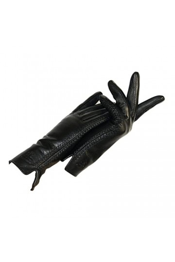 Gants dhiver en cuir véritable pour femme - Doublure en laine de cerf - Moufles courtes