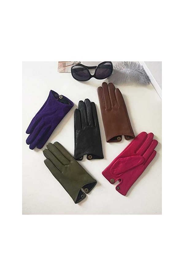 OPYTR Gants dhiver La moitié Palm Gant de Conduite Mode Vraie véritable chèvre Gants en Cuir Femmes Mode moufles Cuir vérita