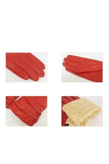 Dninmim Gants dhiver en cuir pour femme - Gants courts en cuir - Pour femme, bleu marine, 7