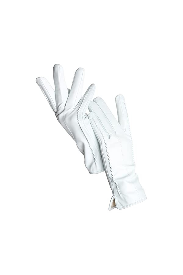 Gants dhiver chauds en peau de mouton pour femme - En velours - Courts et fins - Pour écran tactile, kaki standard, 6.5