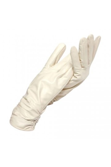 Gants en cuir dhiver, gants courts en cuir tendance, mitaines en cuir dhiver pour femme, beige, 36