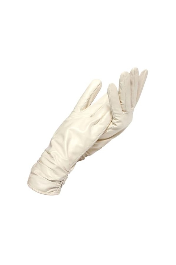 Gants en cuir dhiver, gants courts en cuir tendance, mitaines en cuir dhiver pour femme, beige, 36