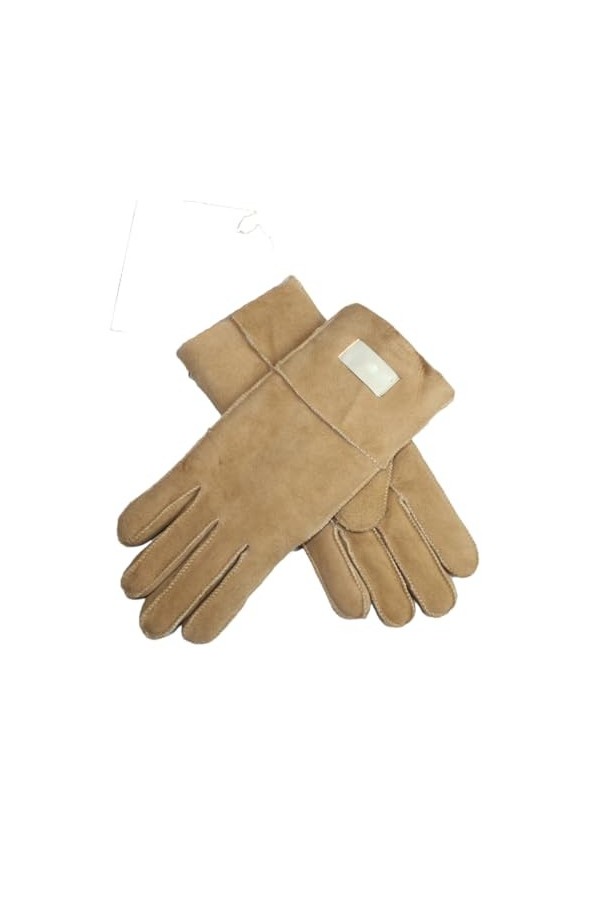 Dcvmvmn Gants tout-en-un en fourrure pour femme - Couleur cuir - Doublure en laine chaude - Gants coupe-vent et froids, Beige