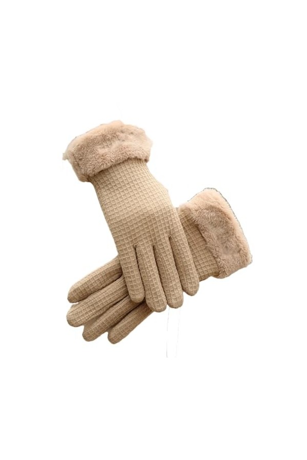 Gants dhiver rembourrés en polaire pour femme - Chauds - Pour cyclisme, conduite - Antidérapants - Écran tactile - Bleu fonc