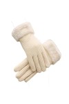 Gants dhiver rembourrés en polaire pour femme - Chauds - Pour cyclisme, conduite - Antidérapants - Écran tactile - Bleu fonc