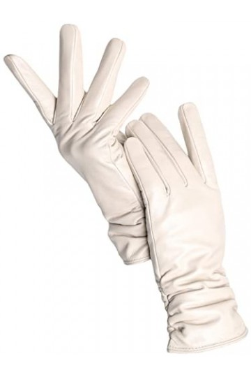 Gants dhiver en cuir pour femme avec doublure en cachemire pour écran tactile