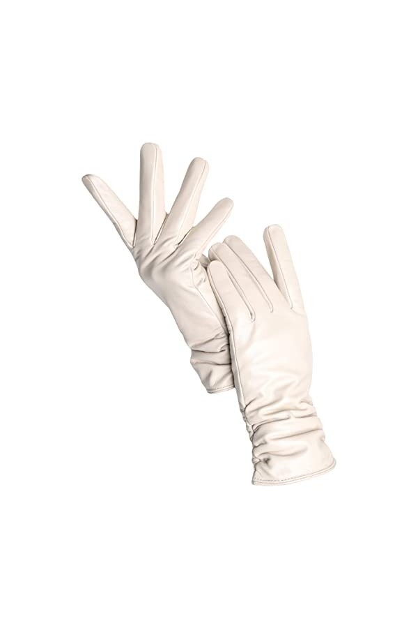 Gants dhiver en cuir pour femme avec doublure en cachemire pour écran tactile