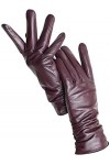 Gants dhiver en cuir pour femme avec doublure en cachemire pour écran tactile