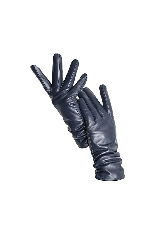 Gants dhiver en cuir pour femme avec doublure en cachemire pour écran tactile