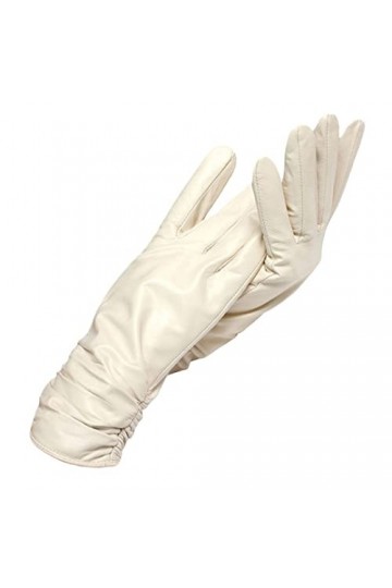 Gants dhiver en cuir pour femme, gants thermiques en peau de mouton pour temps froid, gants doublés en polaire pour écran ta