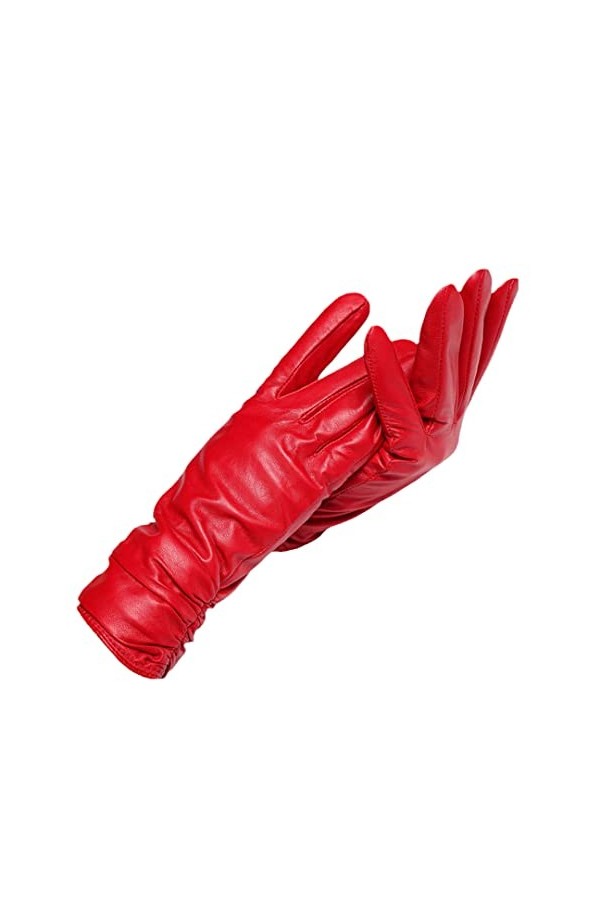 Gants dhiver en cuir pour femme, gants thermiques en peau de mouton pour temps froid, gants doublés en polaire pour écran ta