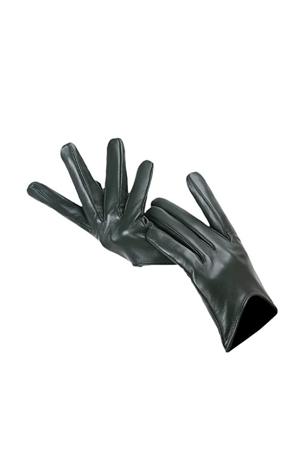 Gants dhiver en cuir pour femme - Pour écran tactile - Pour la conduite et la conduite, kaki, 8.5