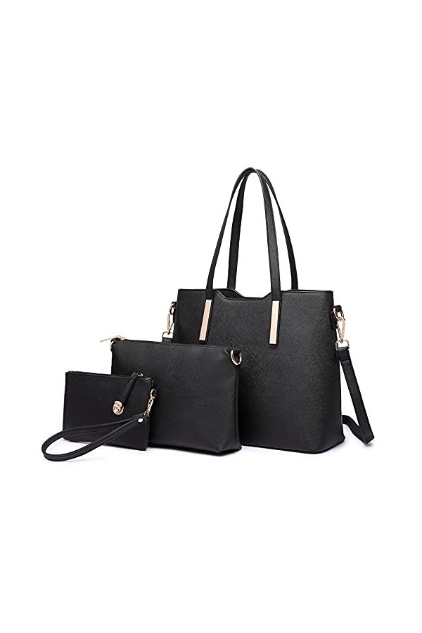 Miss Lulu Sac à Main Femme de 3 en 1 Sac Bandoulière avec Pochette Cabas Femme en Cuir Synthétique