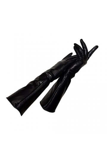 Gants longs en peau de mouton pour femme Noir 40 cm 7
