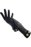 Gants dhiver pour femme en peau de mouton noir confortables et doux avec doublure en laine