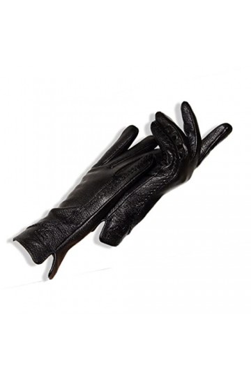 Gants dhiver en cuir véritable pour femme - Boutons décoratifs - Doublure en laine de cerf