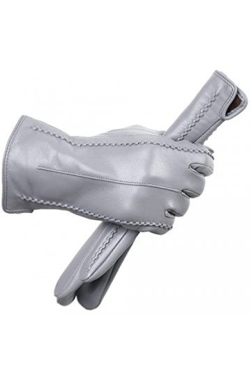 Gants dhiver en cuir pour femme, bleu, 7