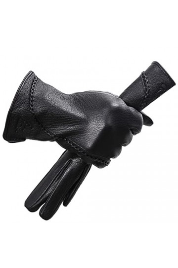 Gants dhiver en cuir pour femme Noir, standard, 36