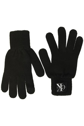 Calvin Klein Jeans Knitted Monogram Gloves Gants, Black, Taille Unique Femme